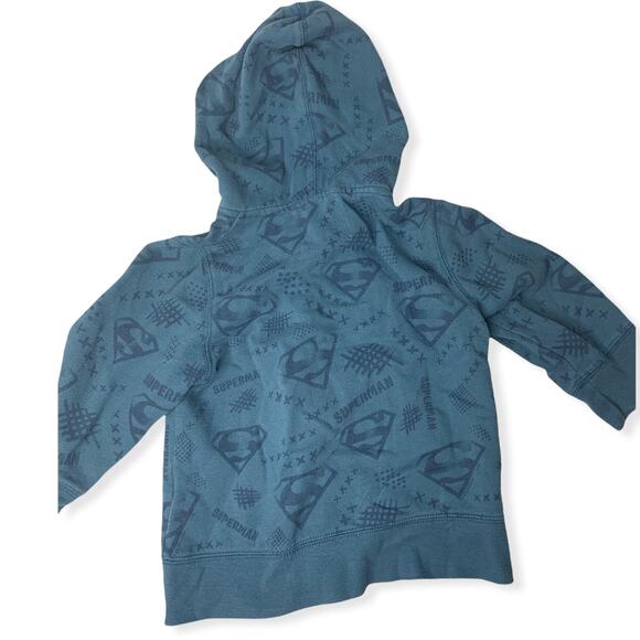 Love + Art Superman zip up hoodie jacket blue print red logo patch 4t - Picture 2 of 5
